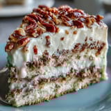 Butter Pecan Tres Leches Cake sits in a glass baking dish, soaked in milky mixture and ready to serve to a crowd.