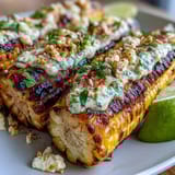 Smoky grilled corn slathered in rich Mexican sauce, sprinkled with Cotija cheese and fresh cilantro.