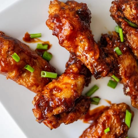 Crisp Honey BBQ Chicken Wings tossed in a smoky, sweet sauce, paired with celery sticks.