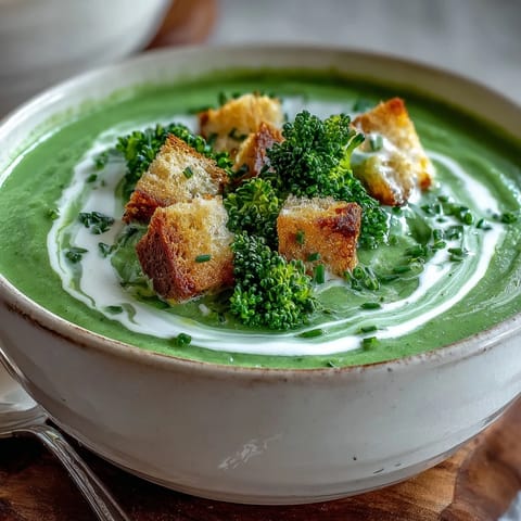 A luscious, velvety Creamy Broccoli Soup, perfect for a comforting, delicious meal.