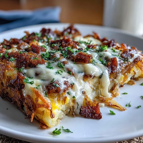 Overnight Amish Breakfast Casserole for a Crowd: golden, cheesy casserole loaded with sausage, eggs, and potatoes, baked to perfection for a hearty brunch.