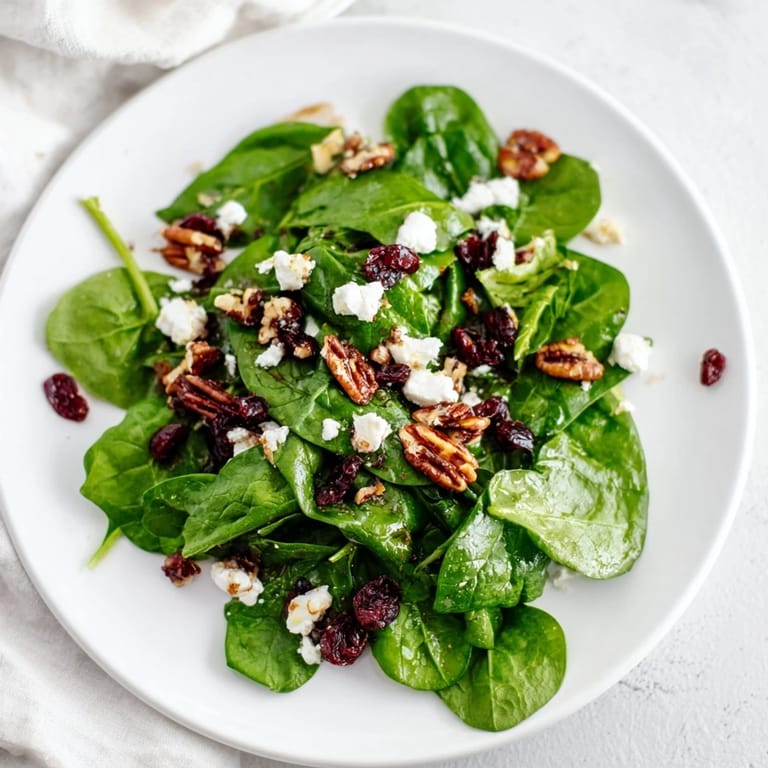 Juicy dried cranberries and a tangy balsamic vinaigrette add sweet-tart balance to this fresh Spinach Goat Cheese Salad.