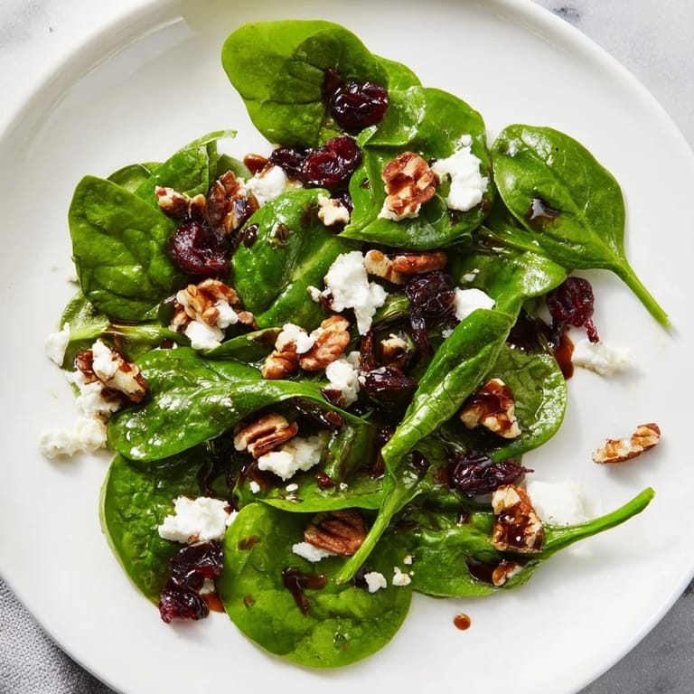 Candied pecans and crumbled goat cheese mingle with spinach in a bright Spinach Goat Cheese Salad, perfect for lunch.