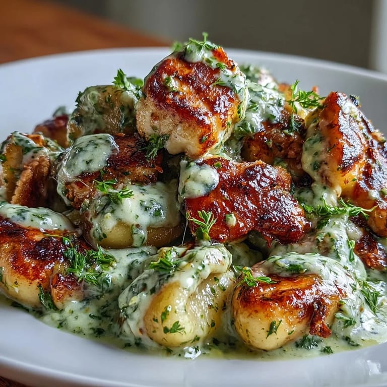 Luscious Creamy Pesto Gnocchi with Chicken, a comforting Italian dinner.