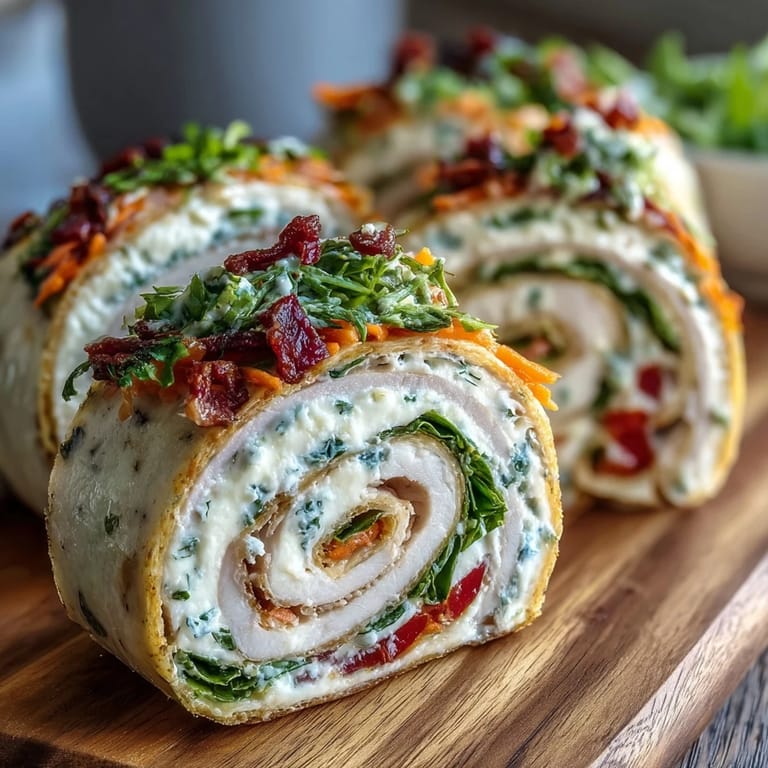 Bite-sized turkey and cheese pinwheels filled with veggies, offering a fun and healthy lunch idea.