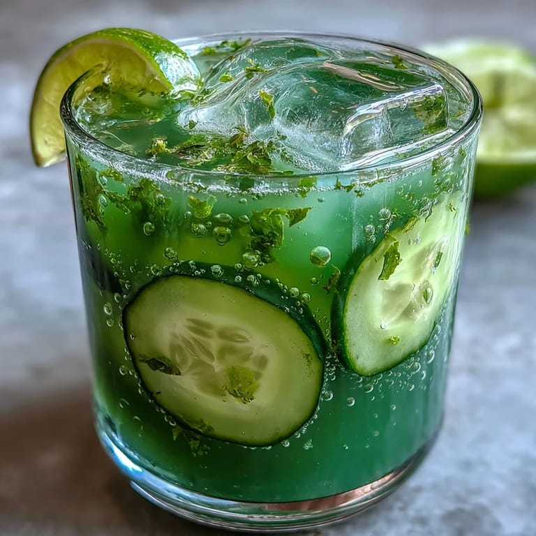 Cool, refreshing Green Detox Cucumber Mint Agua Fresca served over ice in glasses.