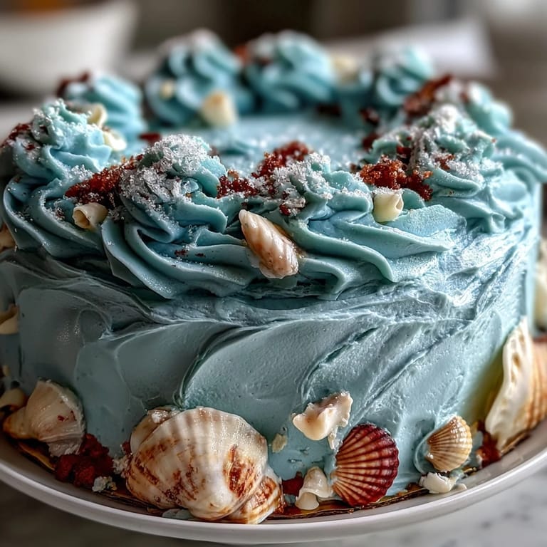 Shimmering edible shells adorn this stunning Cancer Zodiac Cake, a dessert delight.