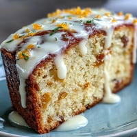 Freshly baked Heavenly Blood Orange Yogurt Cake loaf with a glossy citrus icing drizzle and vibrant zest on a rustic wood table.
